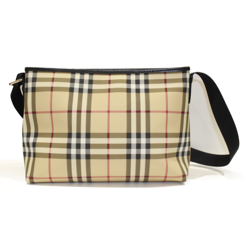 Burberry Plaid Messenger Bag Beige Black